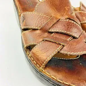 Sandales Plates-formes BORN Taille 7.5 - Cuir Marron à Bride Réglable Et Boucle